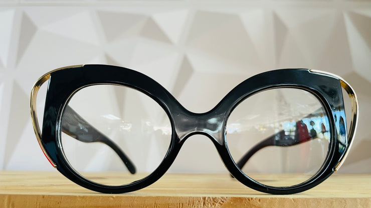 Black cat eye clear glasses