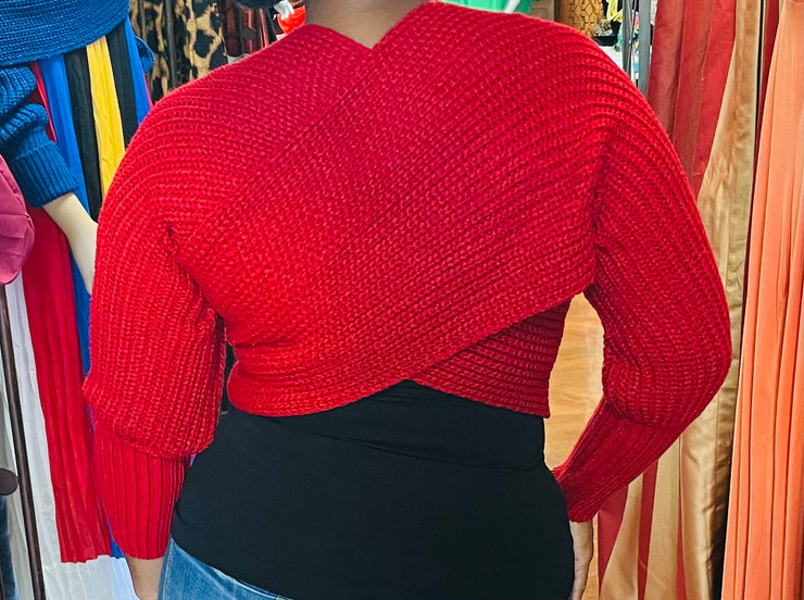 Red Knit Shrug/ Cable Knit