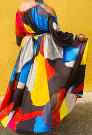 Azura Asymmetrical Multi Color maxi dress